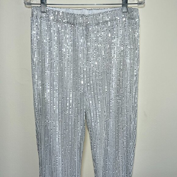 Amazon White Sequins Tapered Leg Sweatpants - Picture 4 of 6